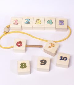 Wooden Number Blocks with String