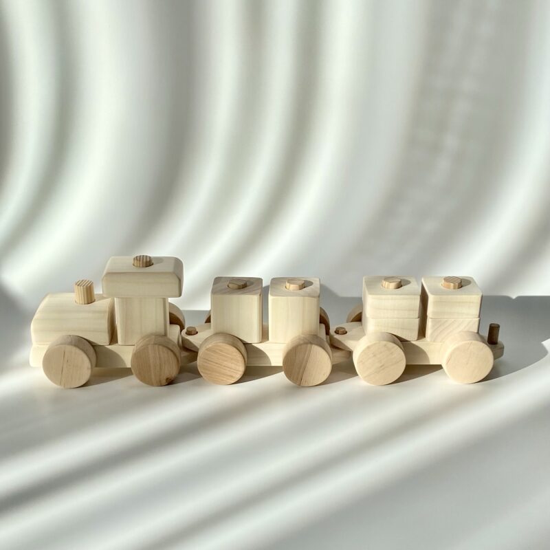 Wooden Toy Train with Carriages